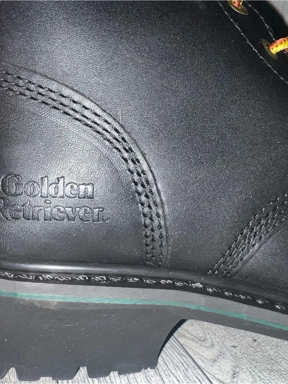 Golden retriever Titan Black Leather Lace-Up Boot Sz 8.5 Wide